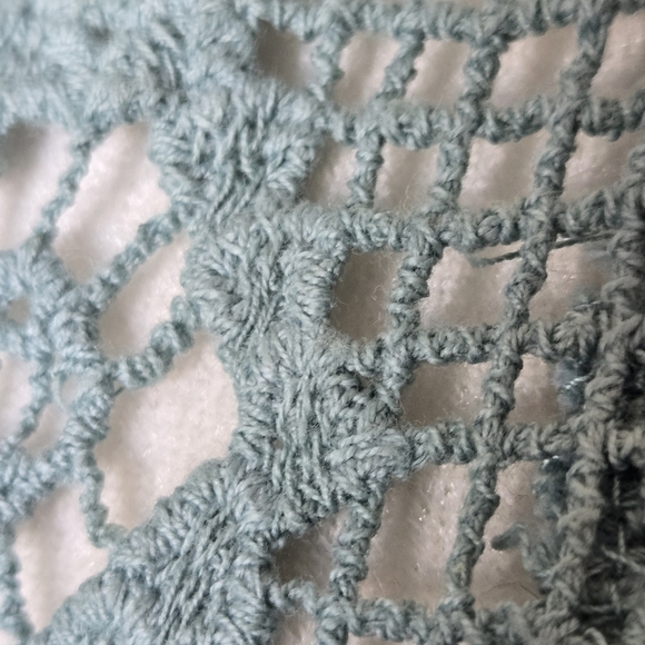 Boho Sleeveless Crochet Lace Babydoll Asymmetrical Hem Sheer Fairycore Top L - Picture 4 of 7